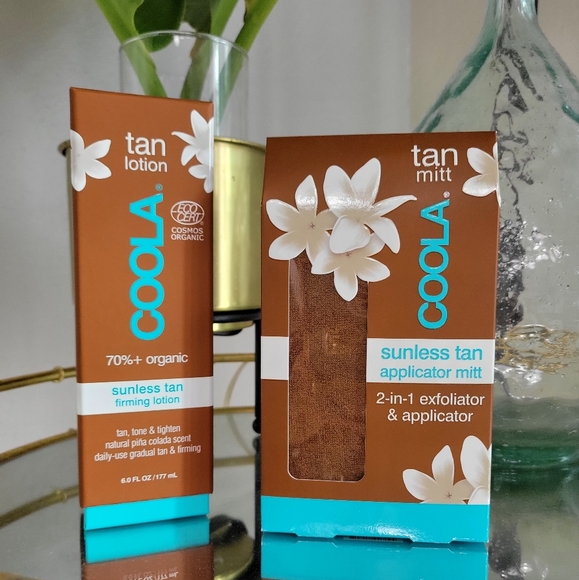 ✨️HP✨️NIB COOLA Sunless Tan Firming Lotion and COOLA Tan Applicator Mitt - Picture 8 of 9